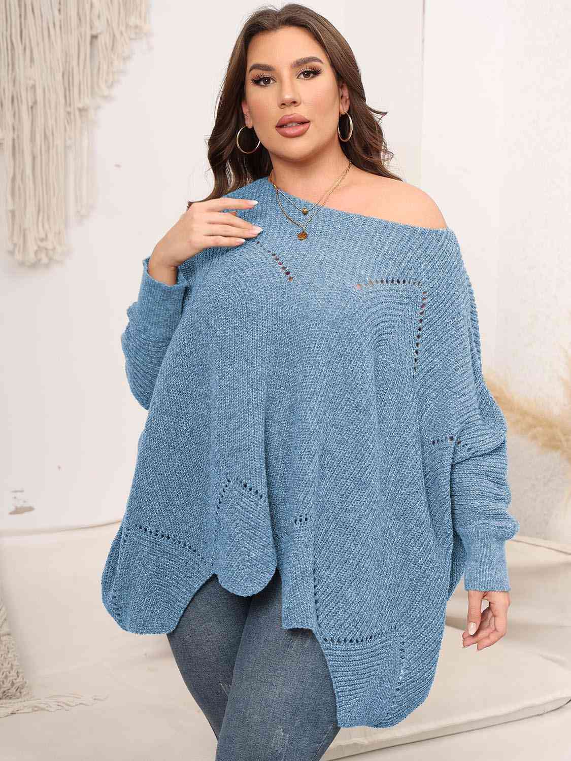 Round Neck Batwing Sleeve Sweater