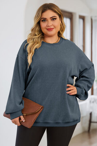 Round Neck Dropped Shoulder Sweatshirt