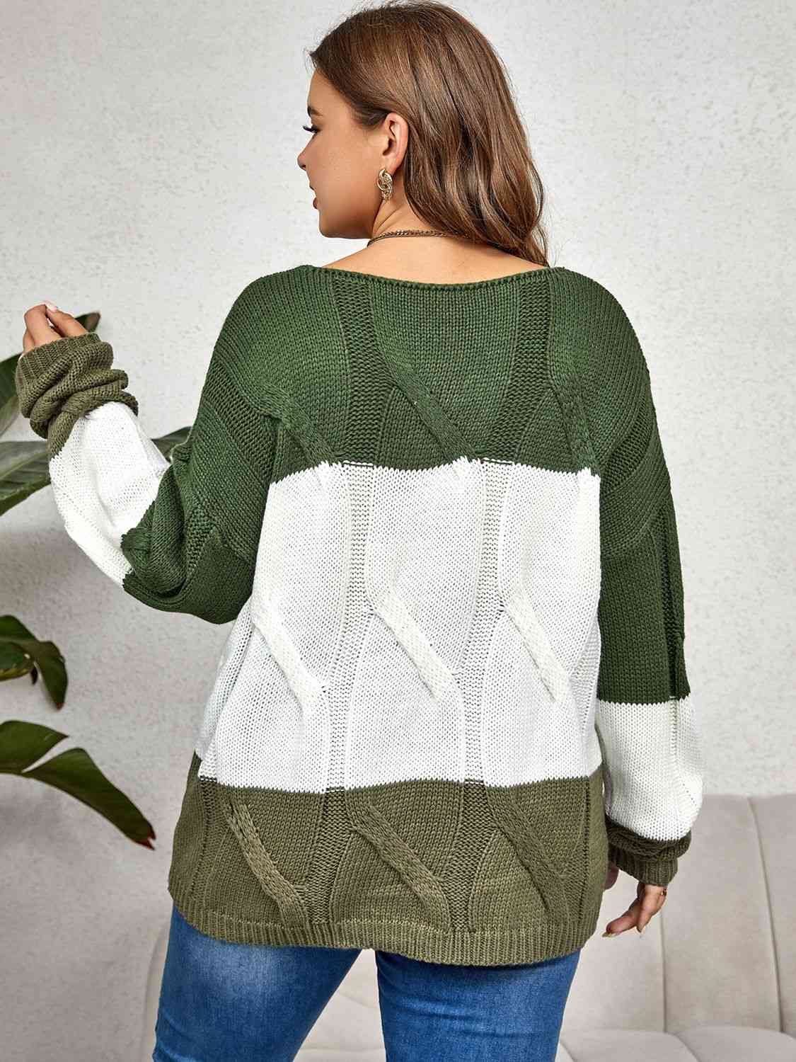 Color Block Long Sleeve Sweater