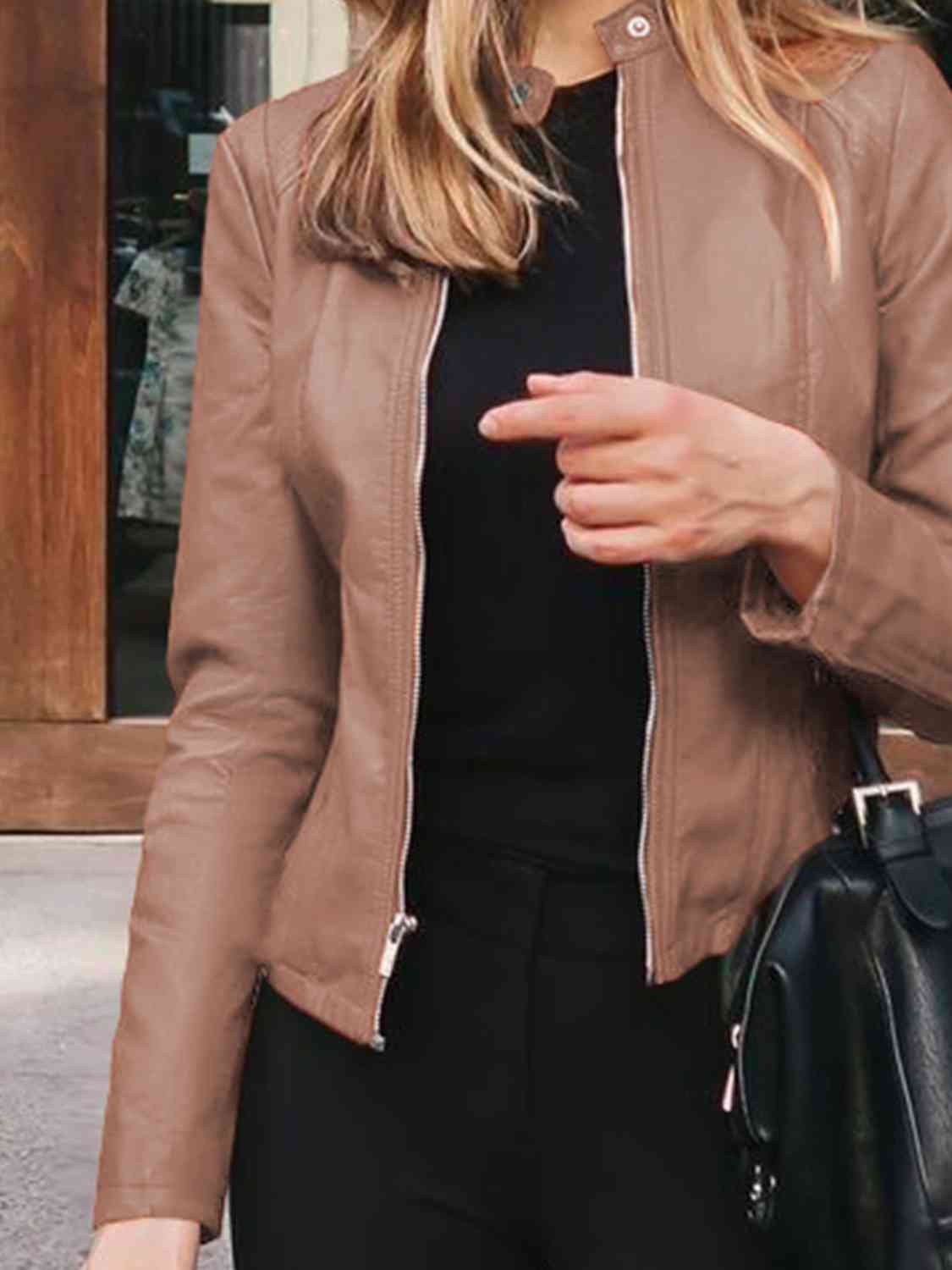 Mock Neck Zip Up Jacket