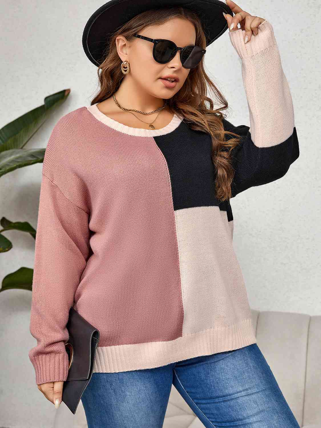 Color Block Long Sleeve Sweater