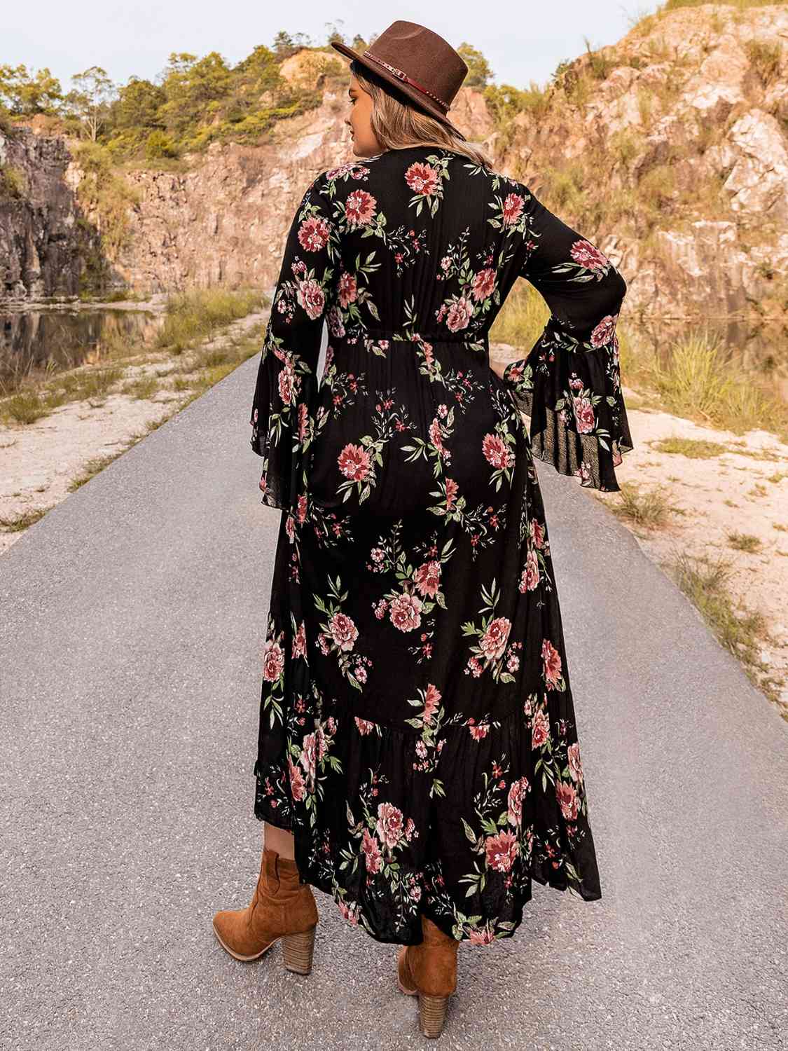 Floral Flare Sleeve Dress