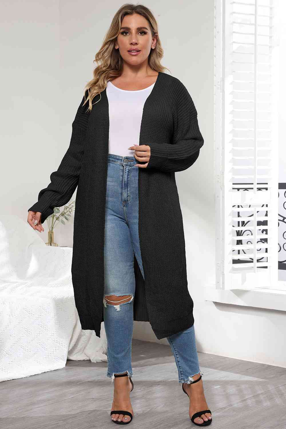 Open Front Long Sleeve Cardigan