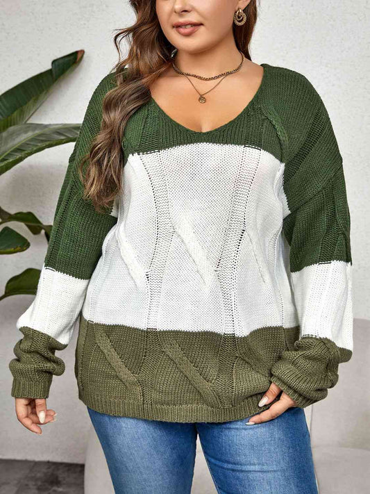 Color Block Long Sleeve Sweater