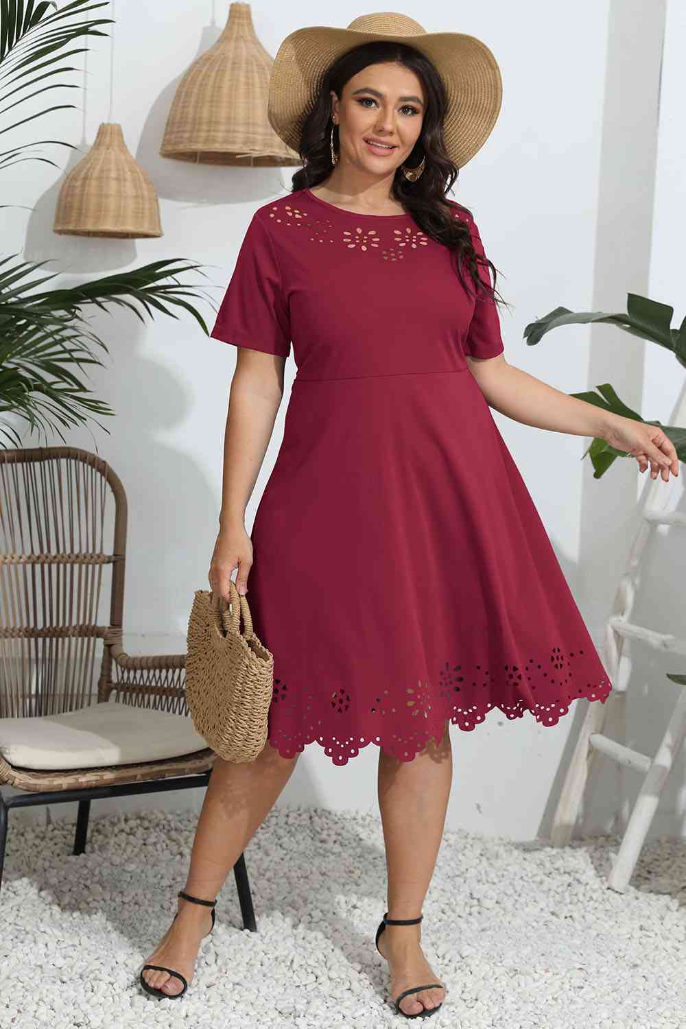 Round Neck Openwork Dress