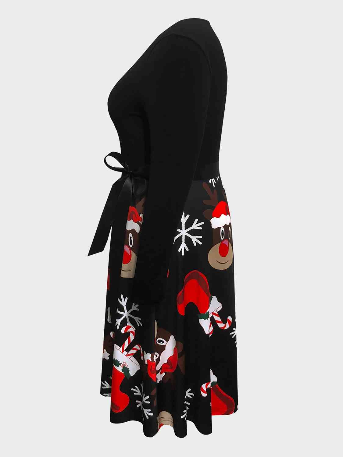 Printed Tie Front Round Neck Dress