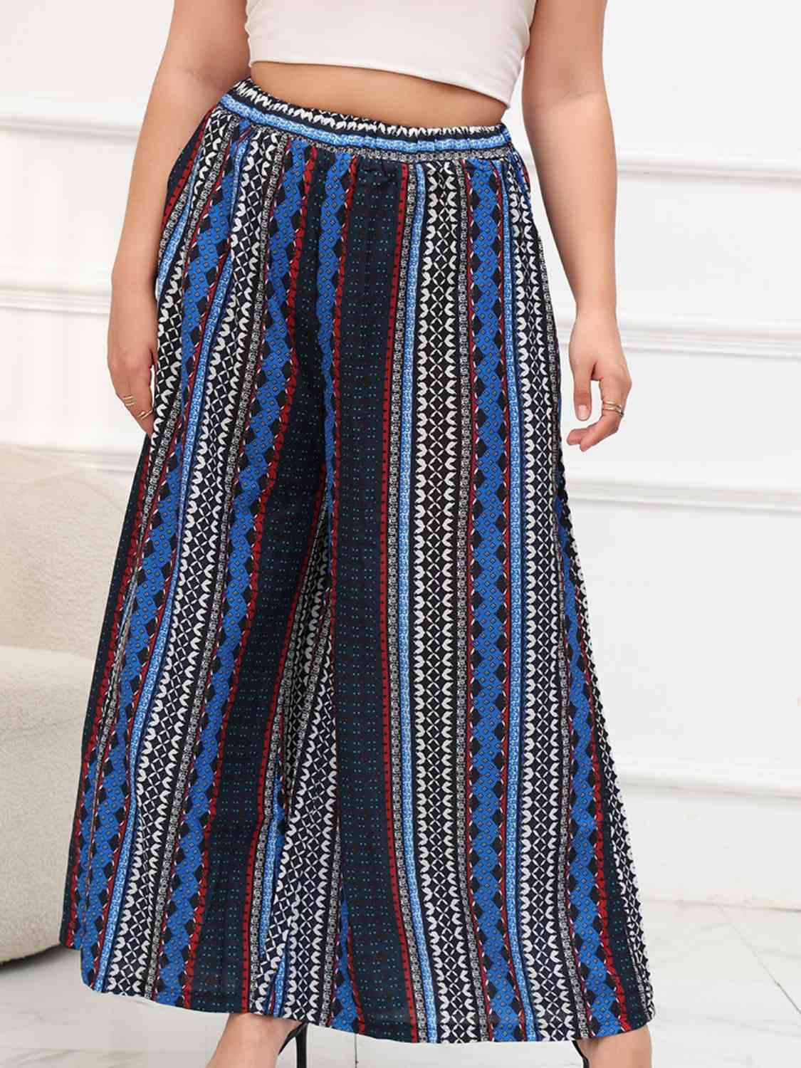 Printed Wide Leg Pants with Pockets