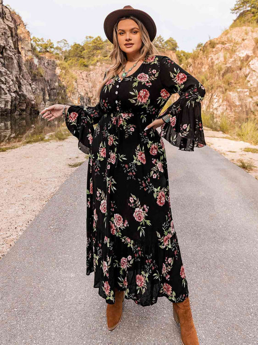 Floral Flare Sleeve Dress