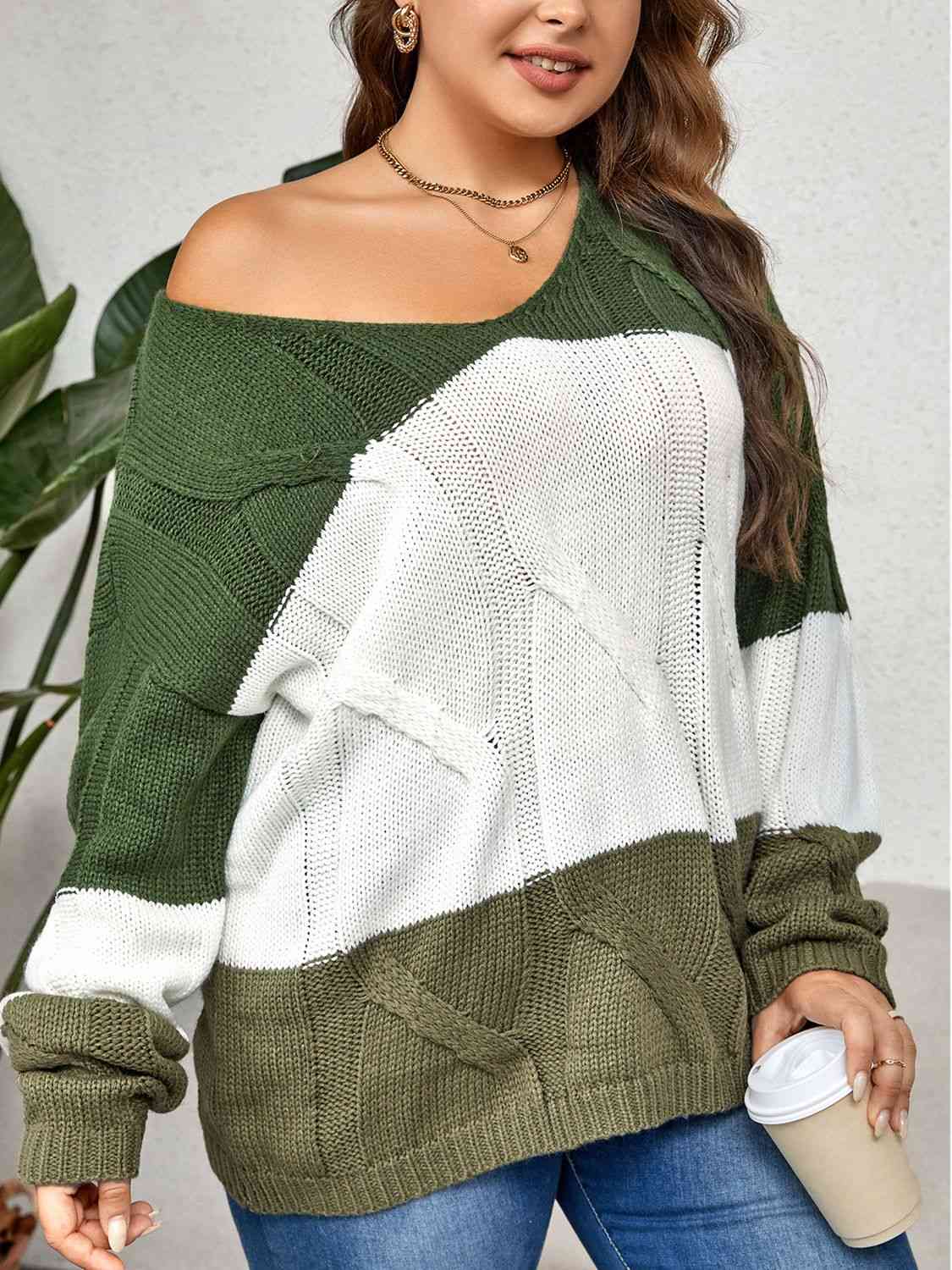 Color Block Long Sleeve Sweater