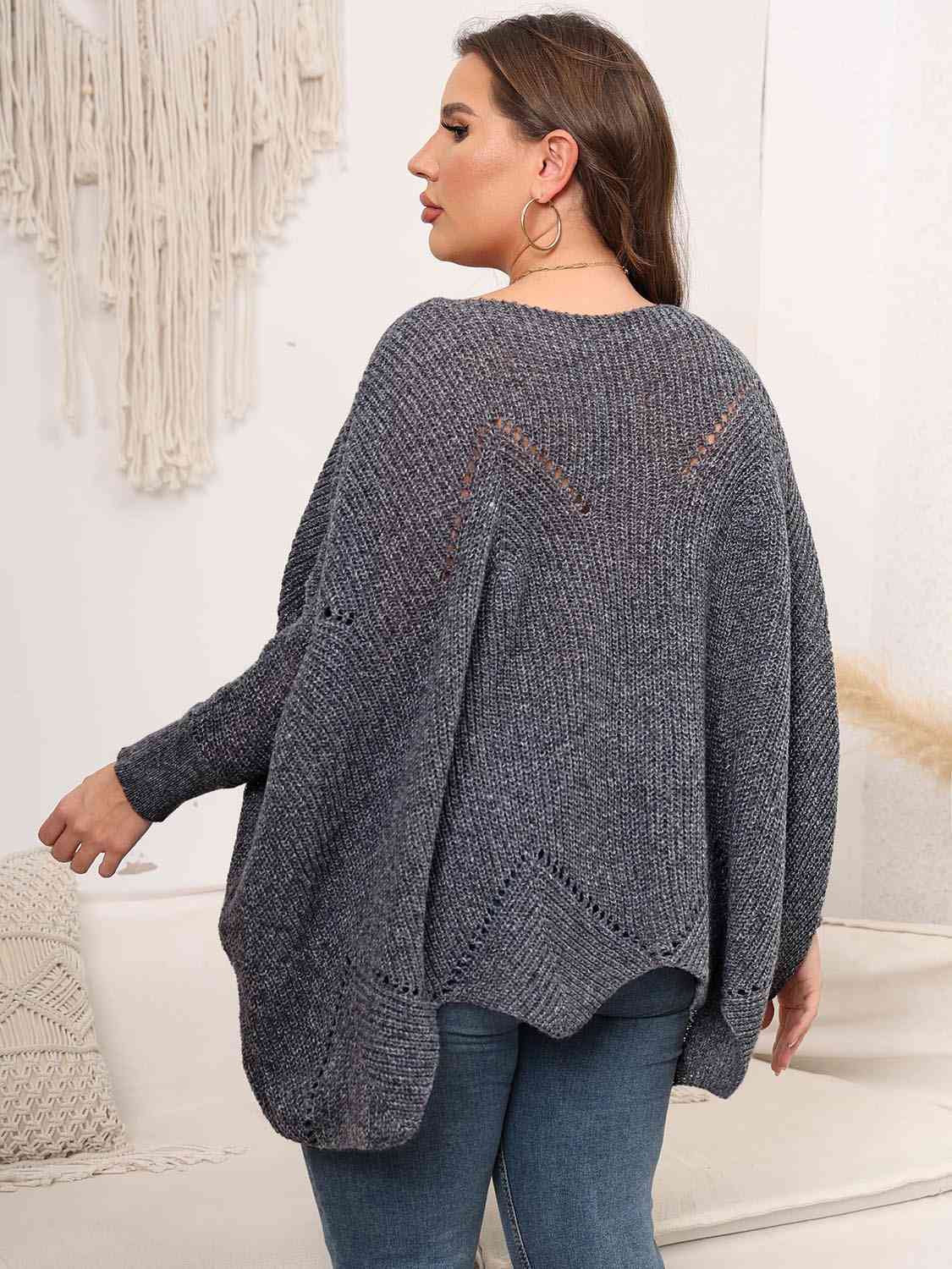 Round Neck Batwing Sleeve Sweater