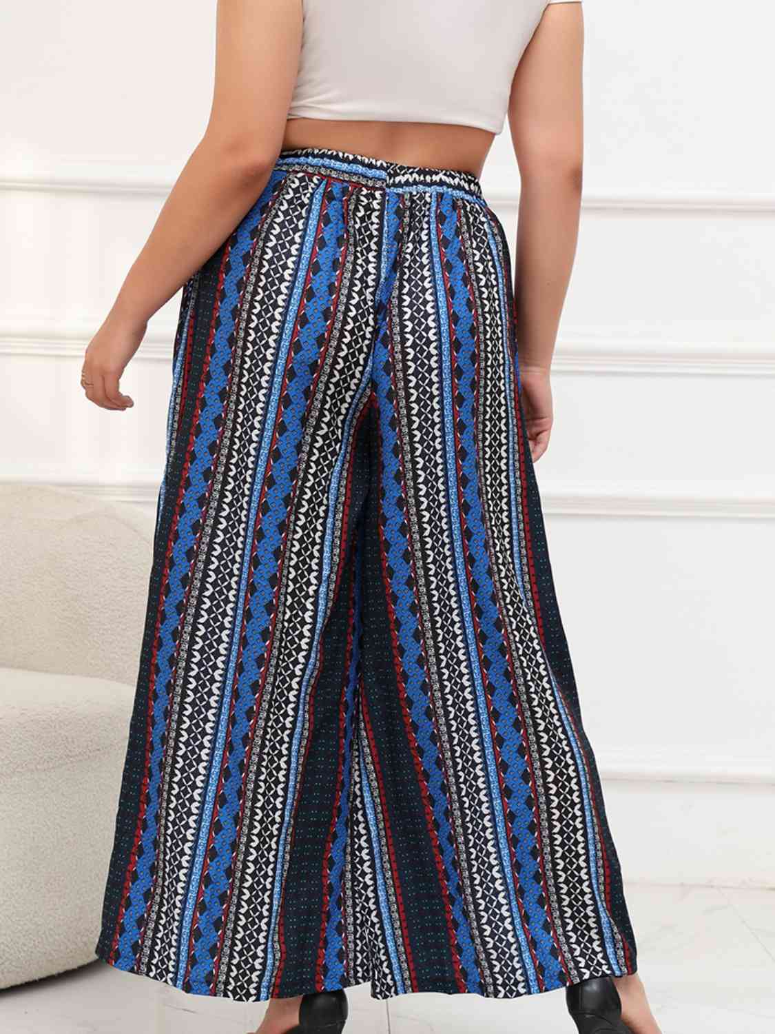 Printed Wide Leg Pants with Pockets