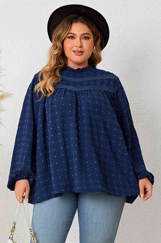 Mock Neck Balloon Sleeve Blouse