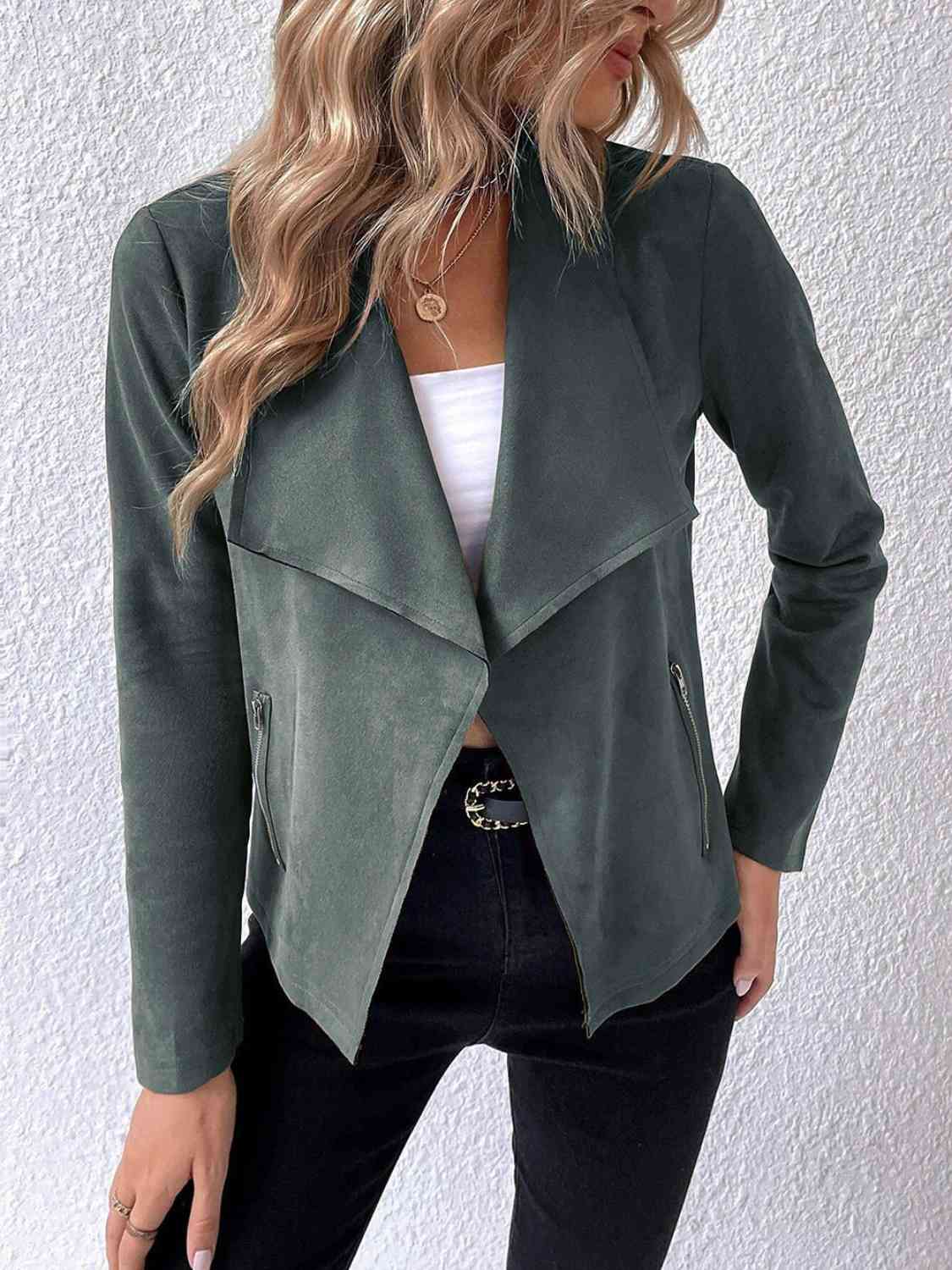 Collared Neck Long Sleeve Jacket