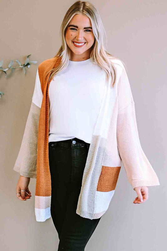 Color Block Open Front Longline Cardigan