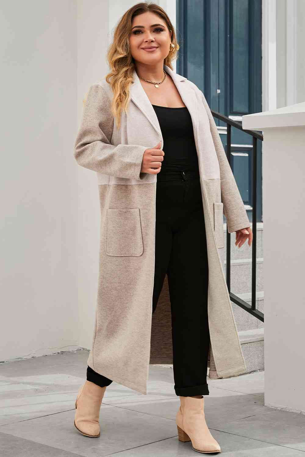 Collared Neck Buttoned Longline Coat