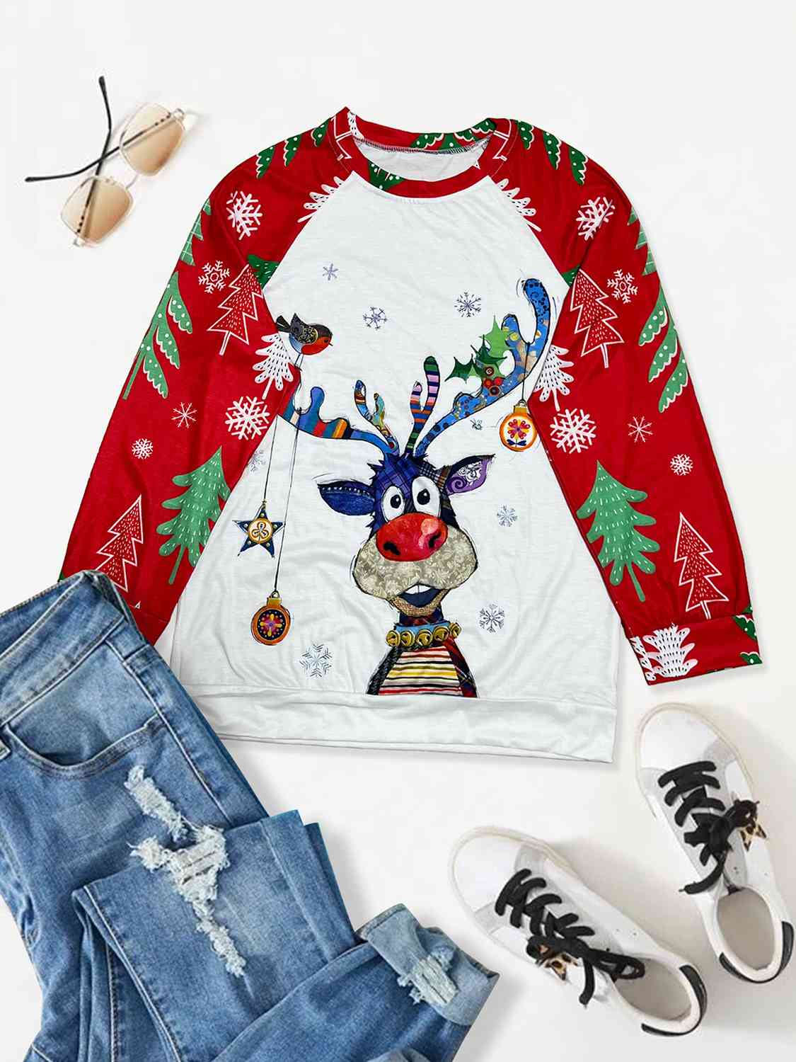 Christmas Theme Raglan Sleeve T-Shirt