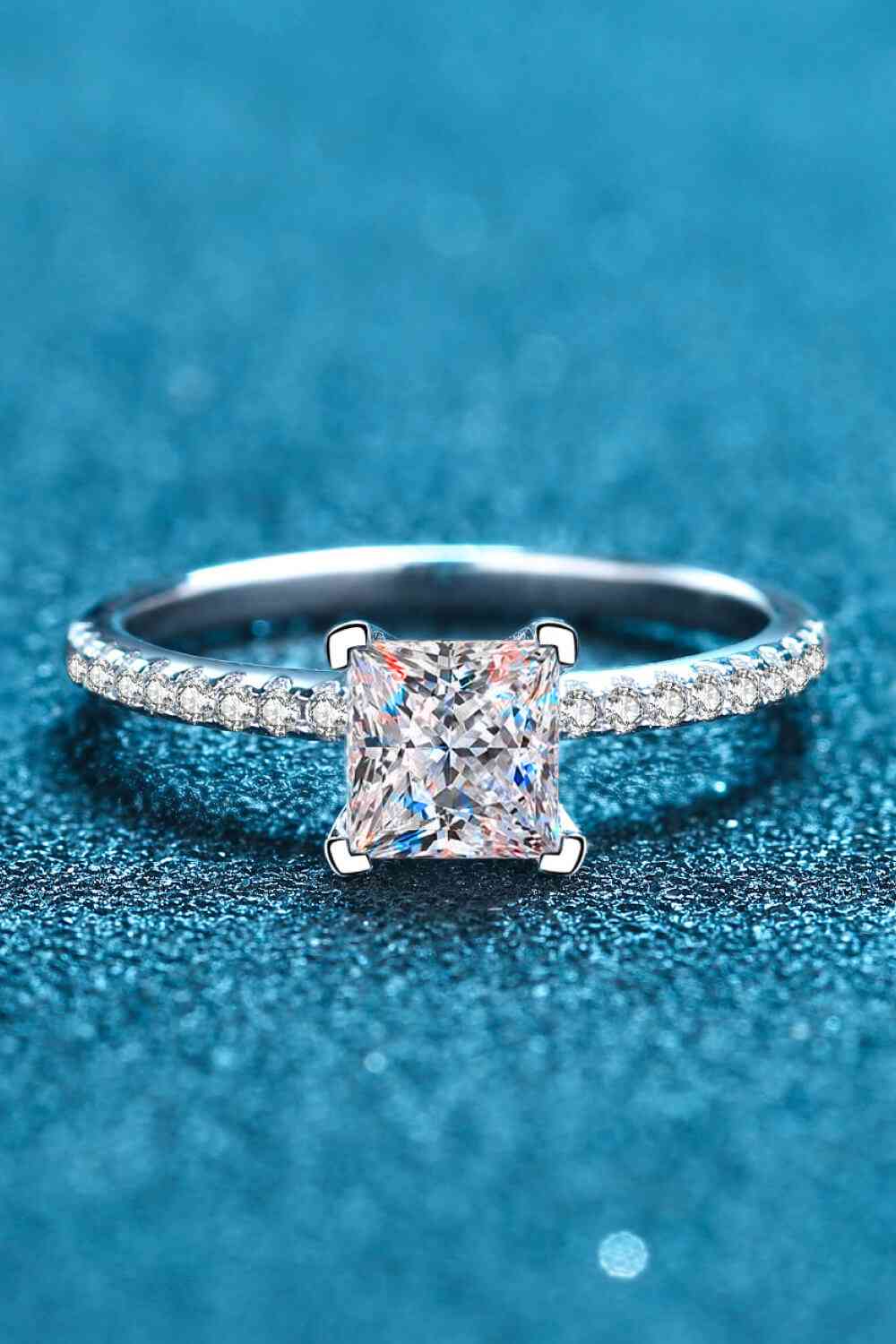 Rhodium-Plated 2 Carat Moissanite Four-Prong Ring