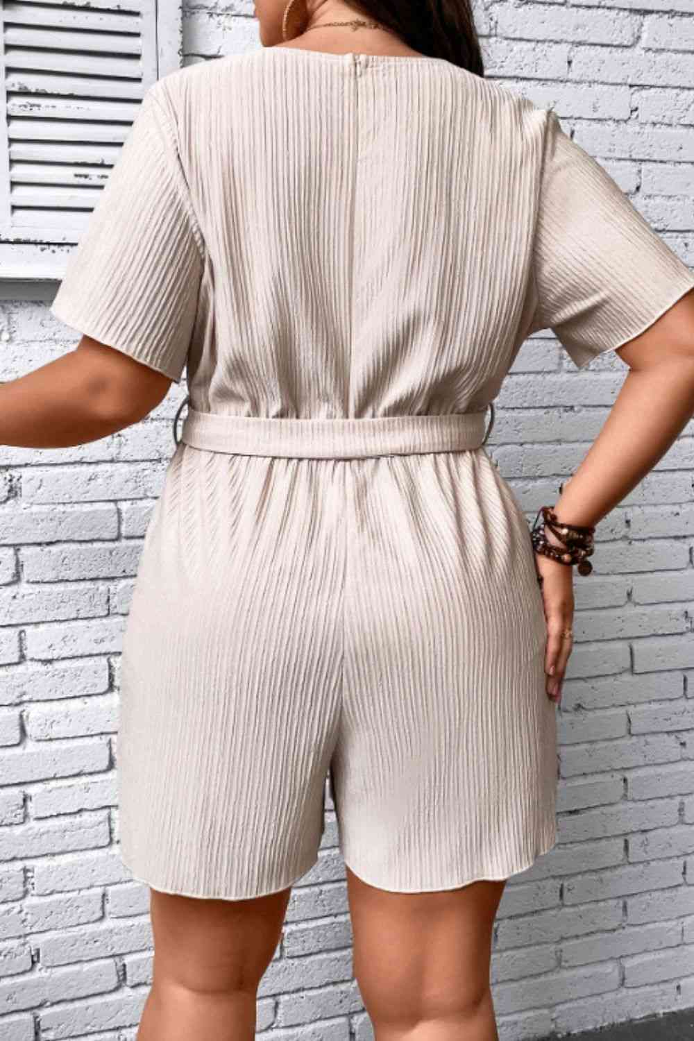 Tie Waist Surplice Neck Romper