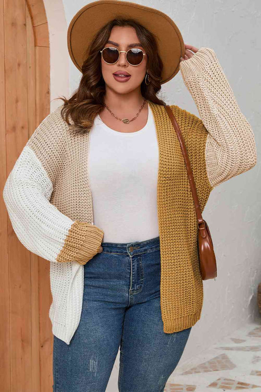 Color Block Dropped Shoulder Cardigan