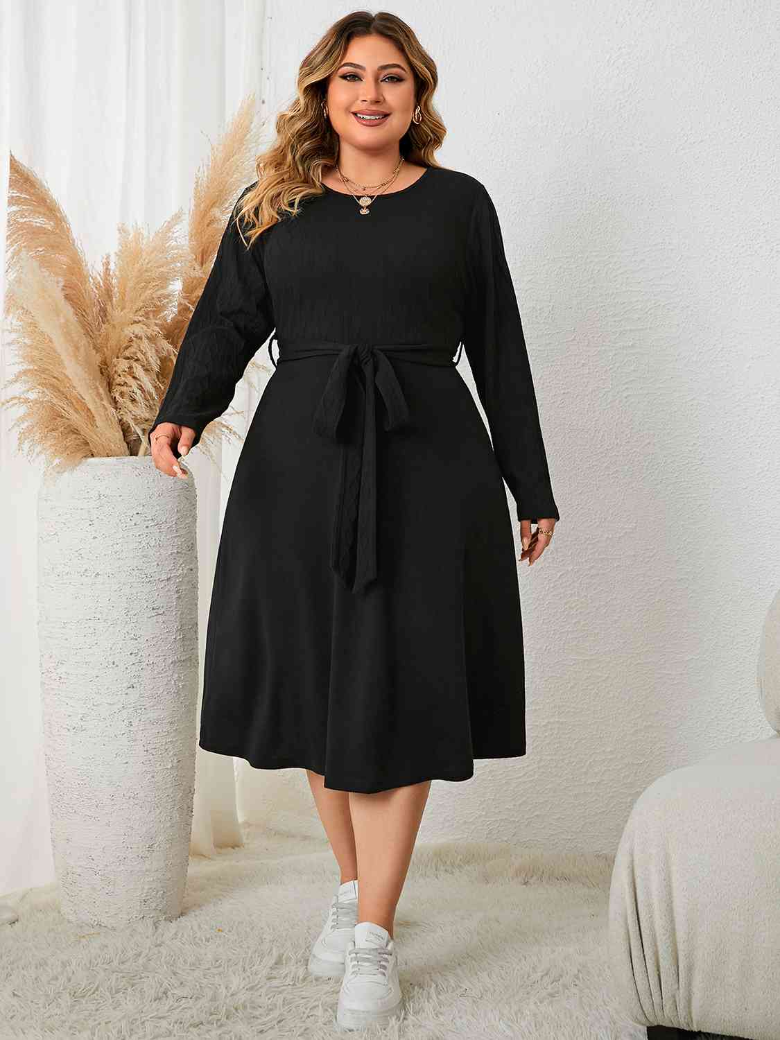 Tie Waist Long Sleeve Dress