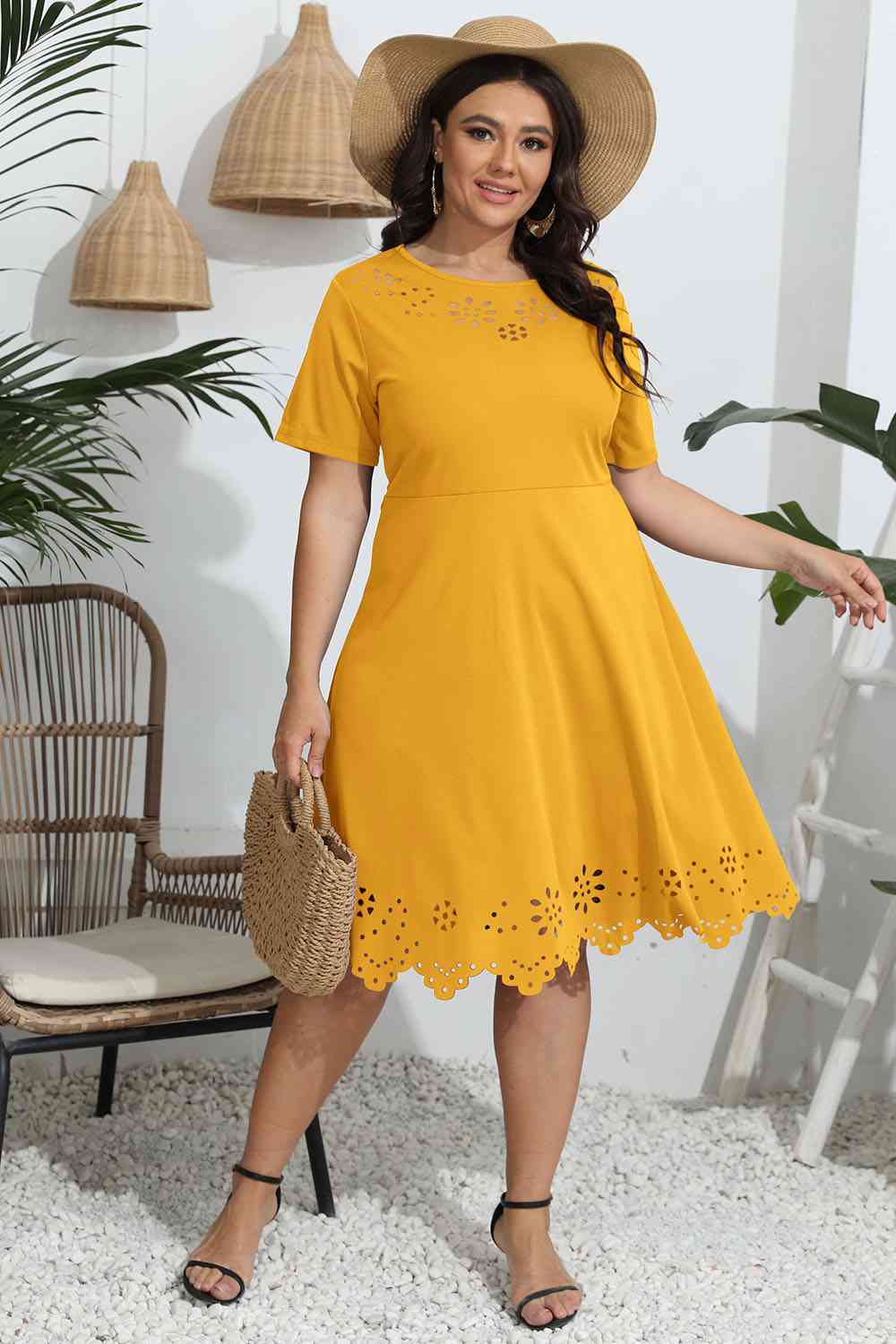 Round Neck Openwork Dress