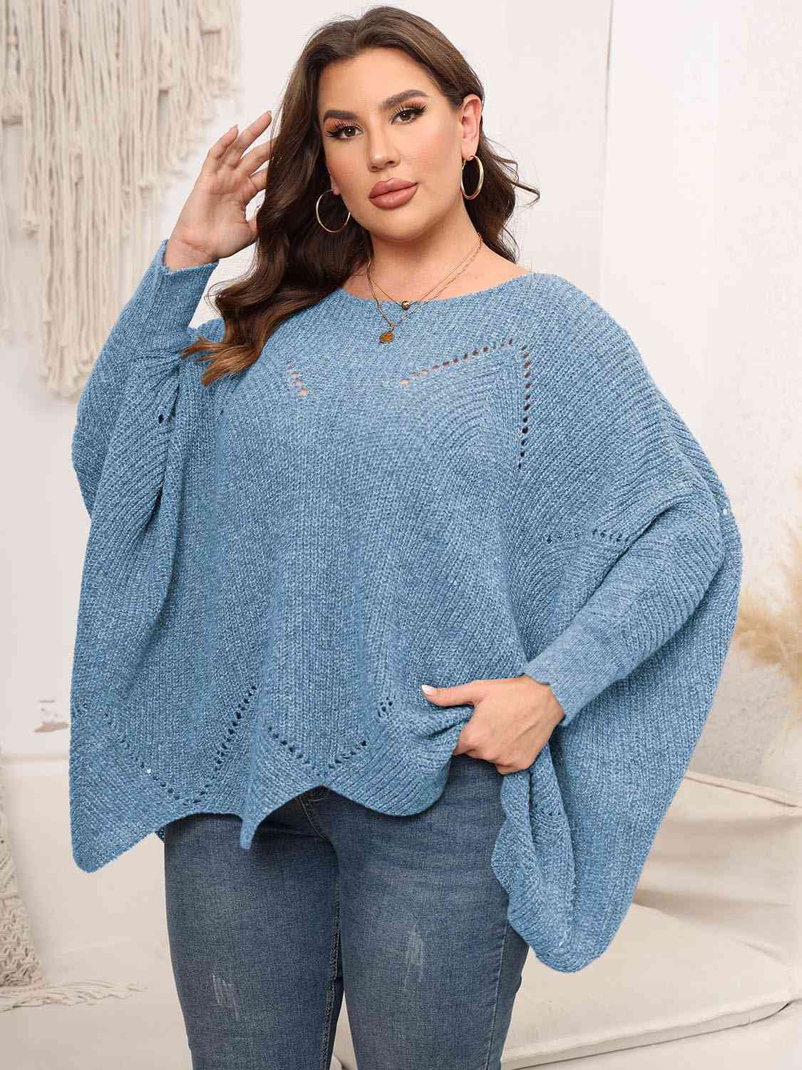 Round Neck Batwing Sleeve Sweater