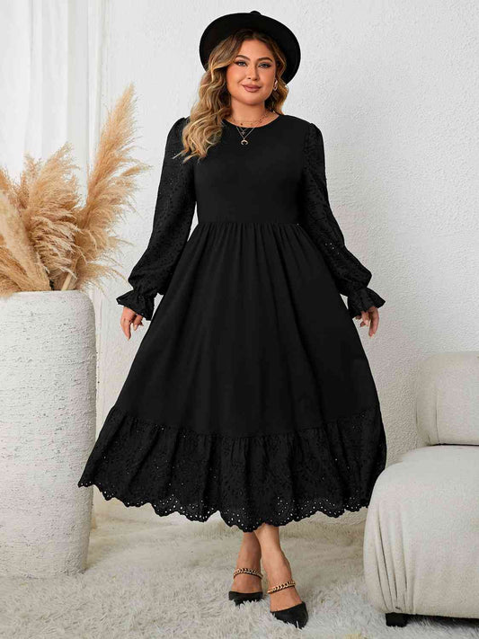 Flounce Sleeve Lace Detail Dress