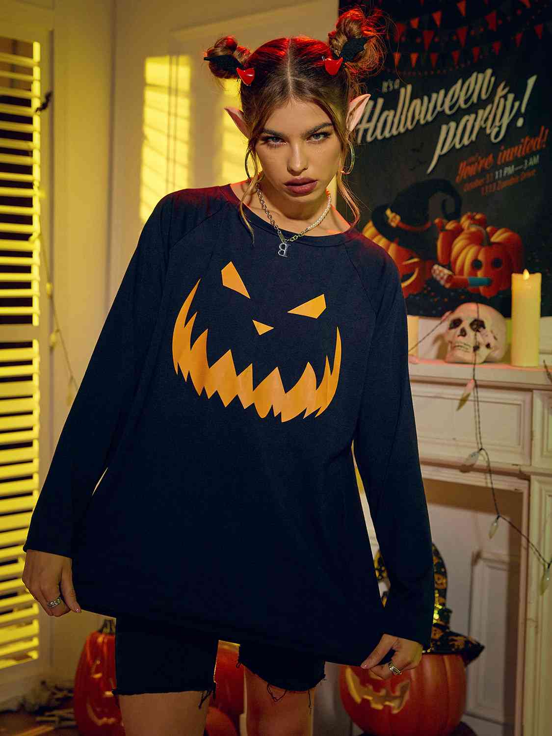 Round Neck Jack-o'-lantern Graphic T-Shirt